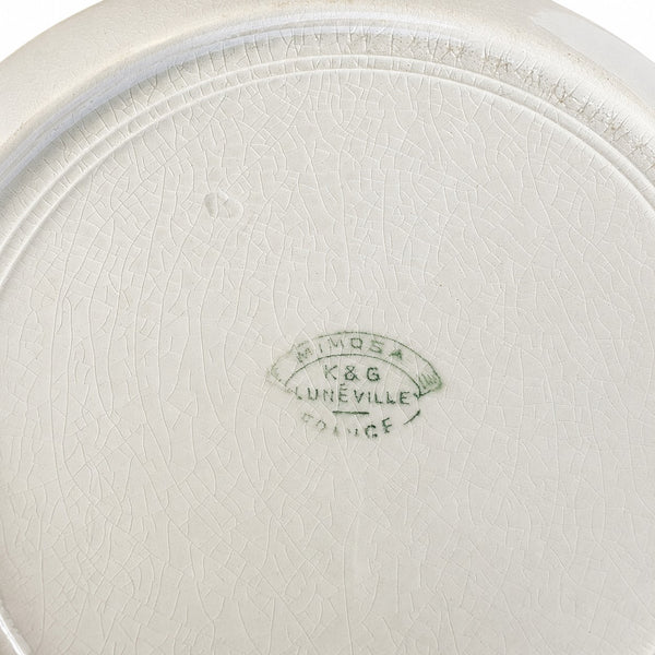 Lot de 6 assiettes plates anciennes KG Lunéville modèle Mimosa – Décor Art Déco