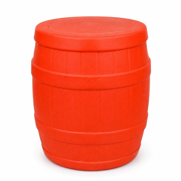 Baril de lessive vintage Henkel vide en plastique orange avec couvercle
