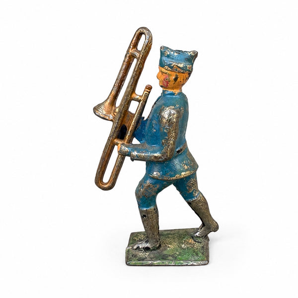 Figurine ancienne soldat musicien tromboniste GM Georges Munckle en plomb creux