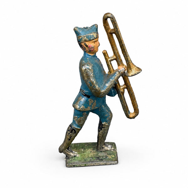 Figurine ancienne soldat musicien tromboniste GM Georges Munckle en plomb creux