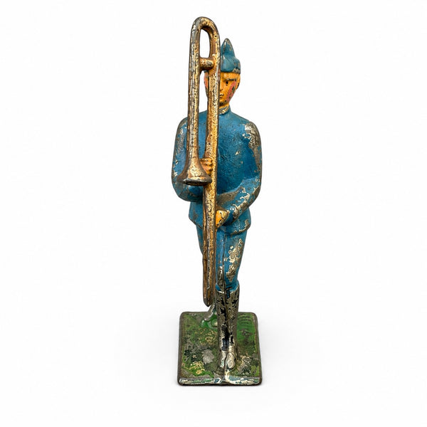 Figurine ancienne soldat musicien tromboniste GM Georges Munckle en plomb creux