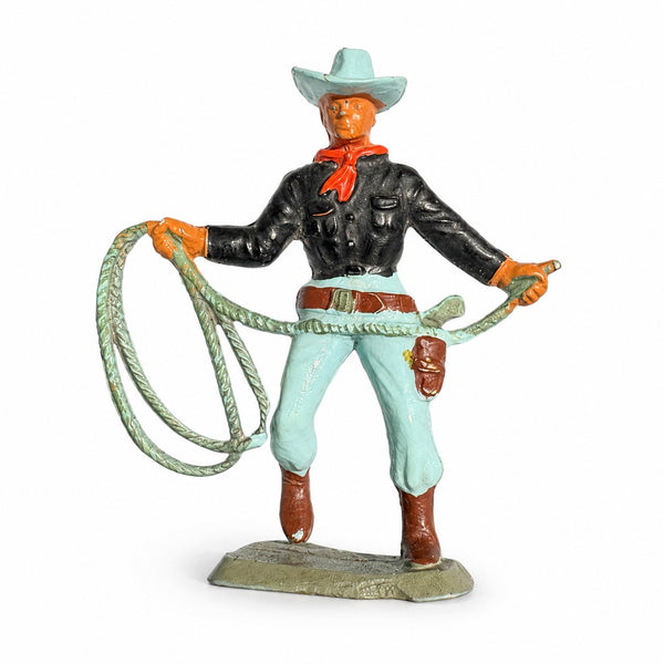 Figurine ancienne cowboy au lasso Nestlé CB 133 – Style Starlux – Far West en plastique peint