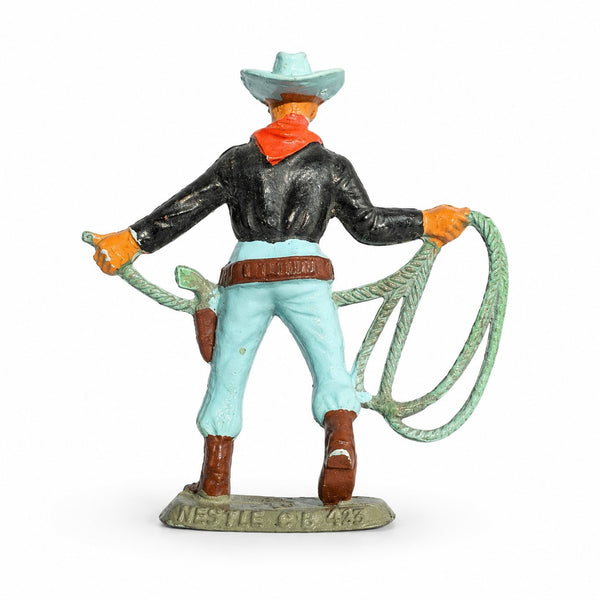 Figurine ancienne cowboy au lasso Nestlé CB 133 – Style Starlux – Far West en plastique peint