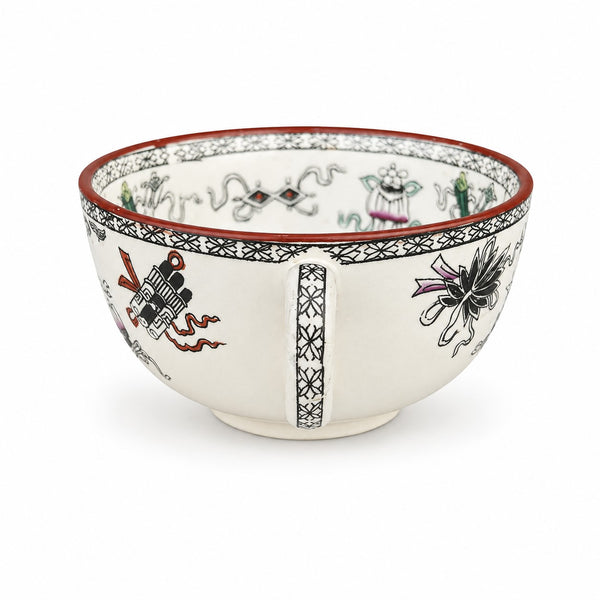 Ancienne tasse à déjeuner en faïence de Maastricht, modèle Potiche – Décor japonisant polychrome