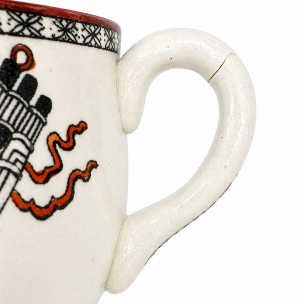 Ancienne tasse à déjeuner en faïence de Maastricht, modèle Potiche – Décor japonisant polychrome