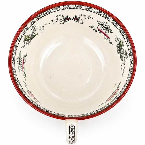 Ancienne tasse à déjeuner en faïence de Maastricht, modèle Potiche – Décor japonisant polychrome