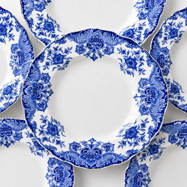 Lot de 6 assiettes creuses anciennes B.F.K. Boch Frères Keramis “Dordrecht” décor bleu