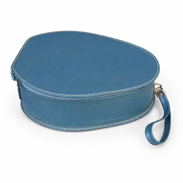 Boîte à chapeau vintage d’hôtesse de l’air bleu années 60-70