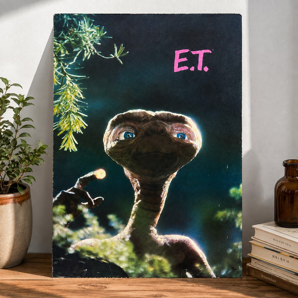 E.T. l’extra-terrestre – Poster original d’époque 1982 Scandecor sur panneau en bois