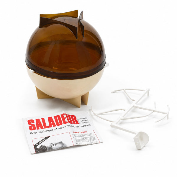Ancien appareil de cuisine « Saladeur » – saladier double avec système de mélange