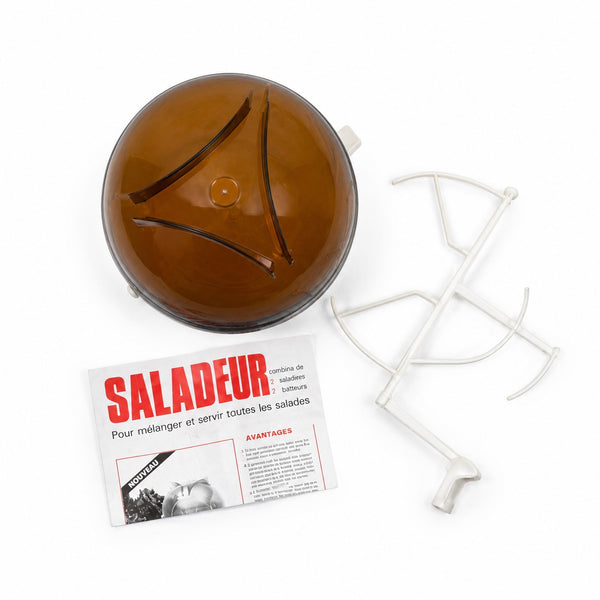 Ancien appareil de cuisine « Saladeur » – saladier double avec système de mélange