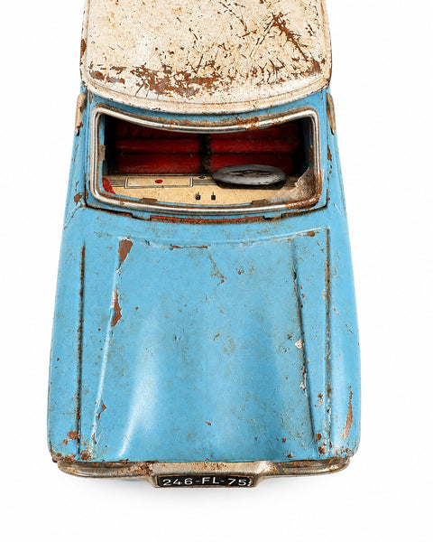 Joustra Citroën Ami 6 Berline en tôle bleue – Jouet à friction – vers 1962 – À restaurer