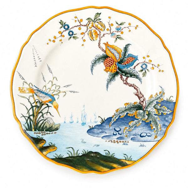 Assiette plate Gien Magellan en faïence – Décor polychrome au martin-pêcheur - no Caraïbes
