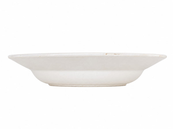 Lot de 4 assiettes creuses anciennes en faïence blanche Moulin des Loups