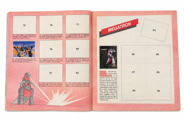 Ancien album Panini Transformers 1986 – 49 vignettes sur 256 – incomplet