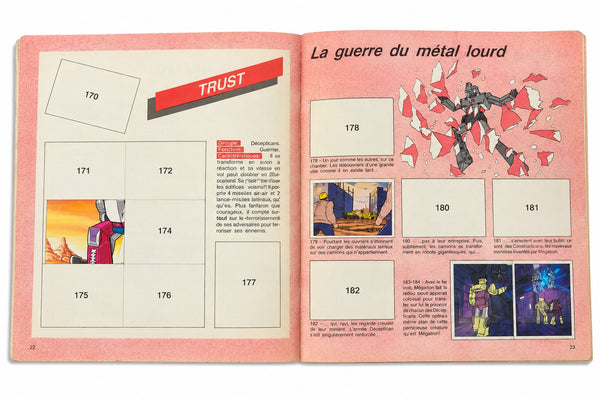 Ancien album Panini Transformers 1986 – 49 vignettes sur 256 – incomplet