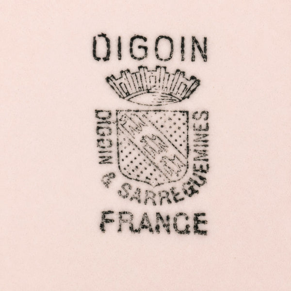 Service à dessert Digoin Sarreguemines en faïence rose poudré – Plat de présentation et 6 assiettes
