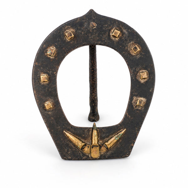 Cadre porte-photo ancien en bronze peint – esprit art des tranchées / militaria