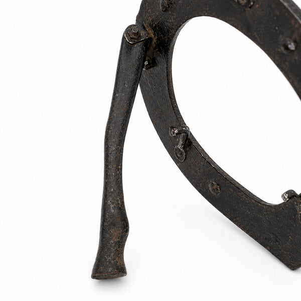 Cadre porte-photo ancien en bronze peint – esprit art des tranchées / militaria
