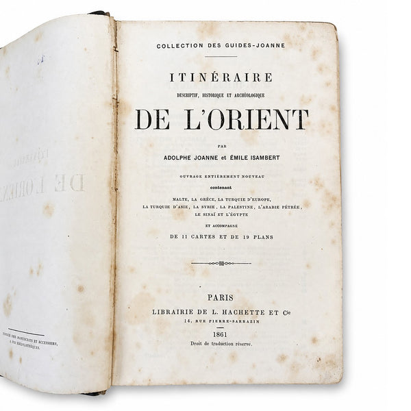 Livre ancien Itinéraire de l’Orient (1861) — Joanne & Isambert, Guides Joanne