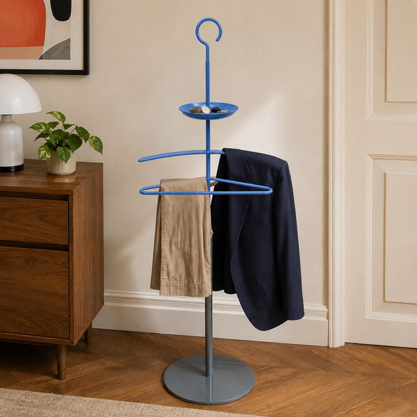 Valet de chambre porte-vêtements vintage bleu des années 1980 créé par Pascal Mourgue pour Literie Bultex