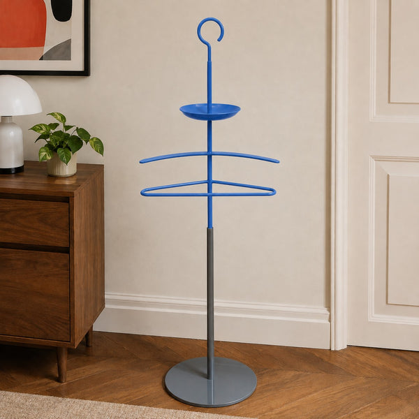 Valet de chambre porte-vêtements vintage bleu des années 1980 créé par Pascal Mourgue pour Literie Bultex