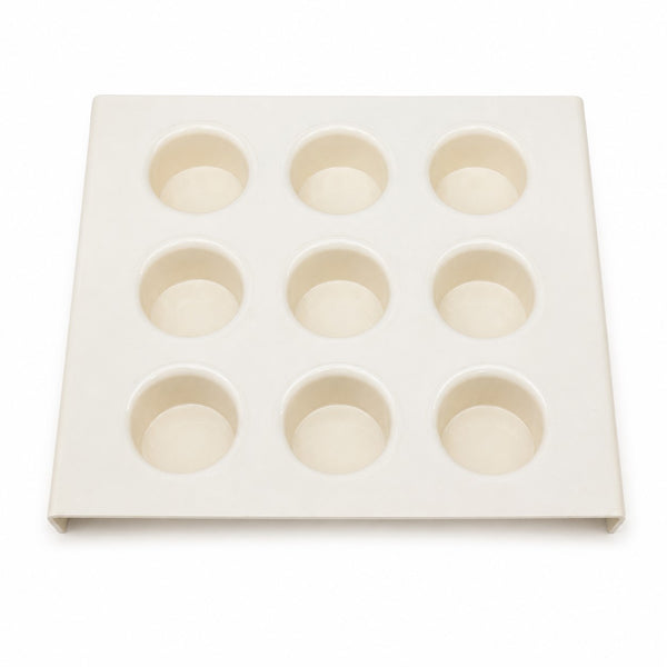 Plateau porte-gobelets vintage Jean-Pierre Vitrac en plastique crème avec 8 gobelets orange