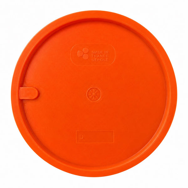 Plateau porte-gobelets vintage Jean-Pierre Vitrac en plastique crème avec 8 gobelets orange