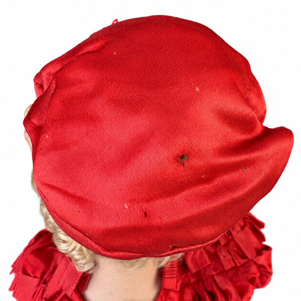 Poupée de boudoir ancienne des années 1920-1930, robe en satin de soie rouge