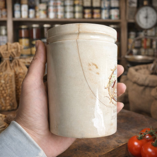 Pot ancien FÉLIX POTIN – Pot à confiture en faïence polychrome – Paris