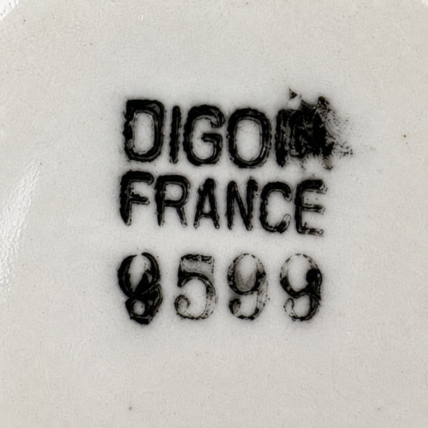 Tasse à café ancienne DIGOIN FRANCE modèle rayé bordeaux et or numérotée 9599