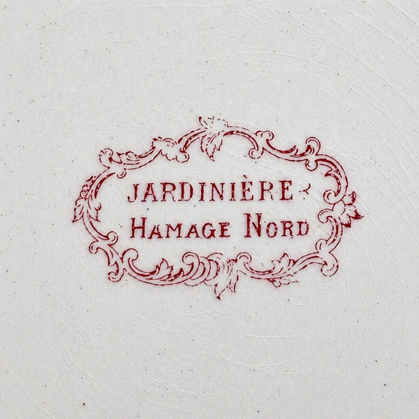 Cuvette ancienne en faïence de Saint-Amand & Hamage Nord – modèle floral rouge “Jardinière”