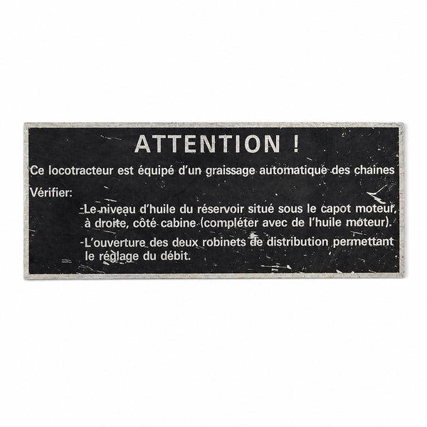Plaque SNCF ancienne – Signalétique « ATTENTION ! » locotracteur