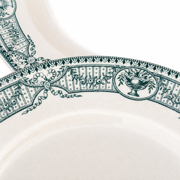Lot de 6 anciennes assiettes plates en faïence de Salins modèle Directoire