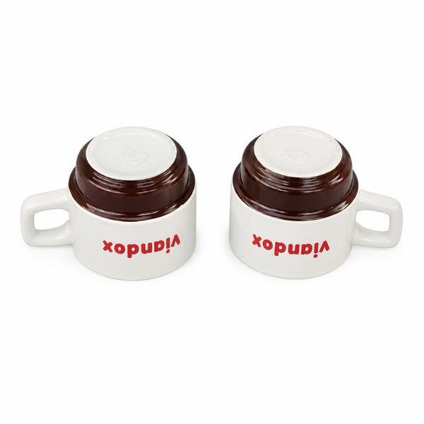 Paire de tasses publicitaires Viandox empilables – Faïence – Années 1970-1980