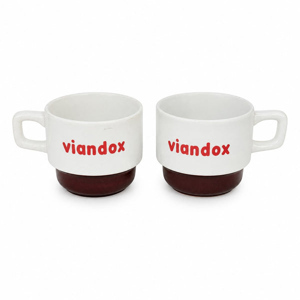 Paire de tasses publicitaires Viandox empilables – Faïence – Années 1970-1980