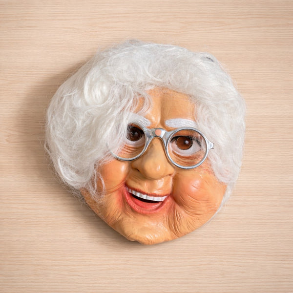 Masque César vieille dame vintage – Perruque blanche & lunettes