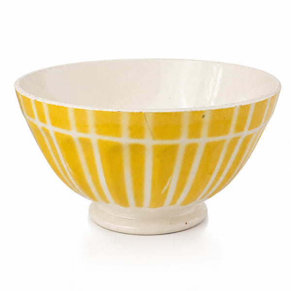 Bol ancien en faïence Digoin France – Décor géométrique jaune – Modèle 9611