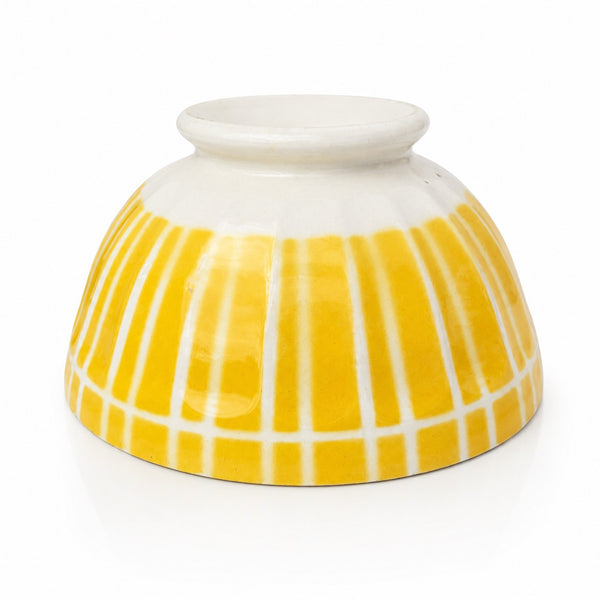 Bol ancien en faïence Digoin France – Décor géométrique jaune – Modèle 9611