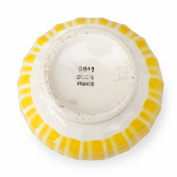 Bol ancien en faïence Digoin France – Décor géométrique jaune – Modèle 9611