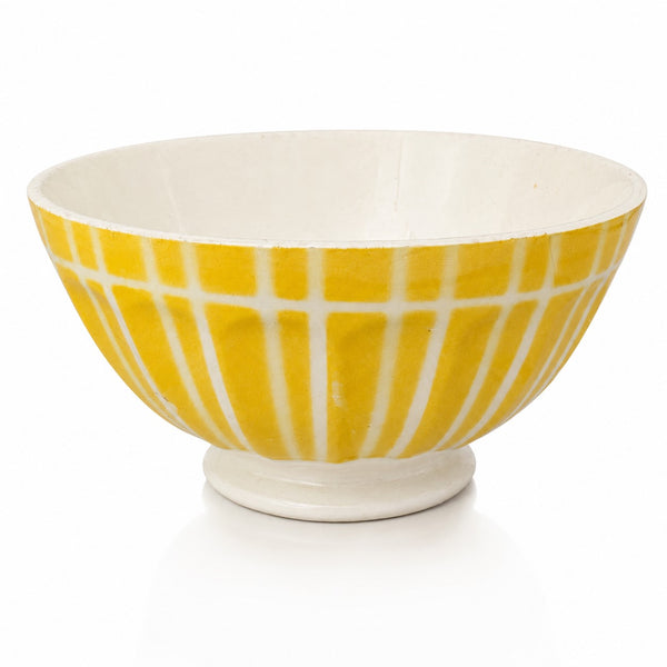 Bol ancien en faïence Digoin France – Décor géométrique jaune – Modèle 9611
