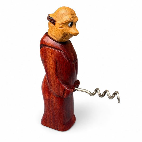Tire-bouchon ancien figuratif « Pisseux » en bois sculpté – Moine – Georges Feret – Années 1950
