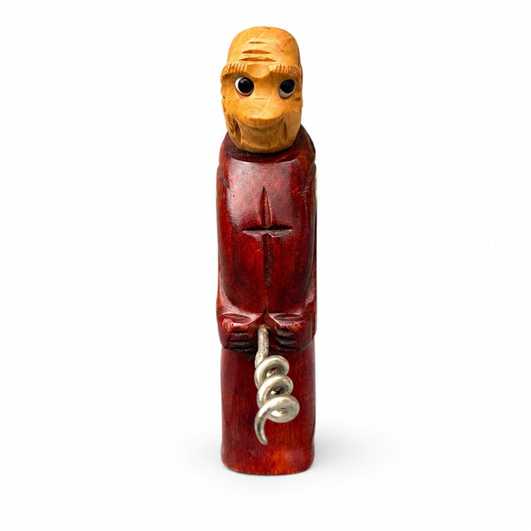 Tire-bouchon ancien figuratif « Pisseux » en bois sculpté – Moine – Georges Feret – Années 1950