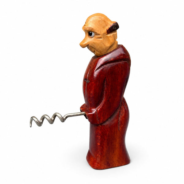 Tire-bouchon ancien figuratif « Pisseux » en bois sculpté – Moine – Georges Feret – Années 1950