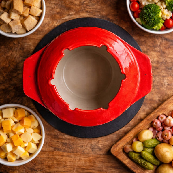 Le Creuset – Appareil à fondue vintage en fonte émaillée avec support et réchaud