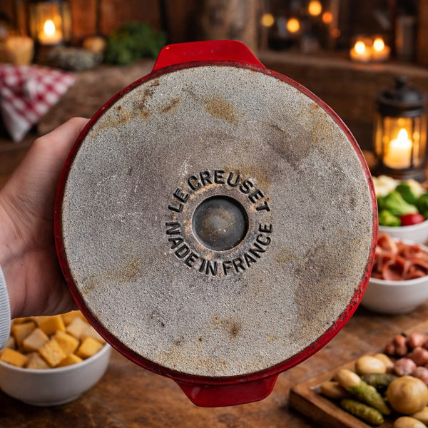 Le Creuset – Appareil à fondue vintage en fonte émaillée avec support et réchaud