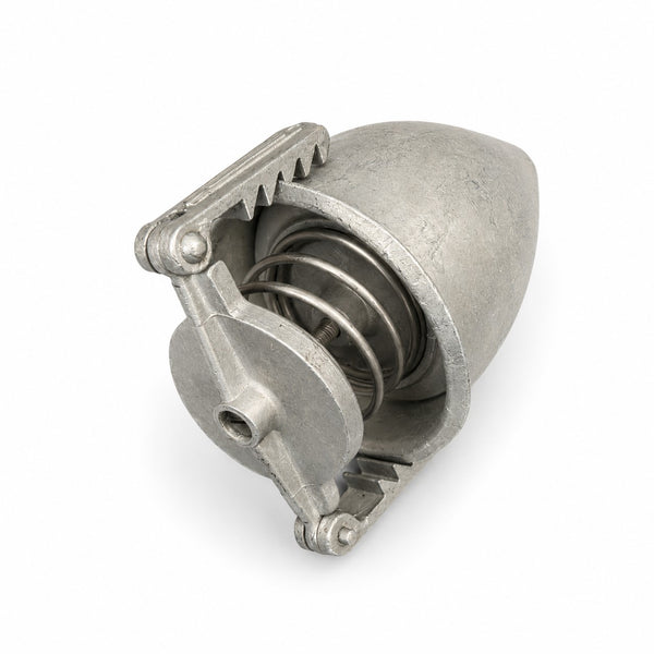 Ancien moule à jambonneau de charcutier en aluminium avec presse à ressort