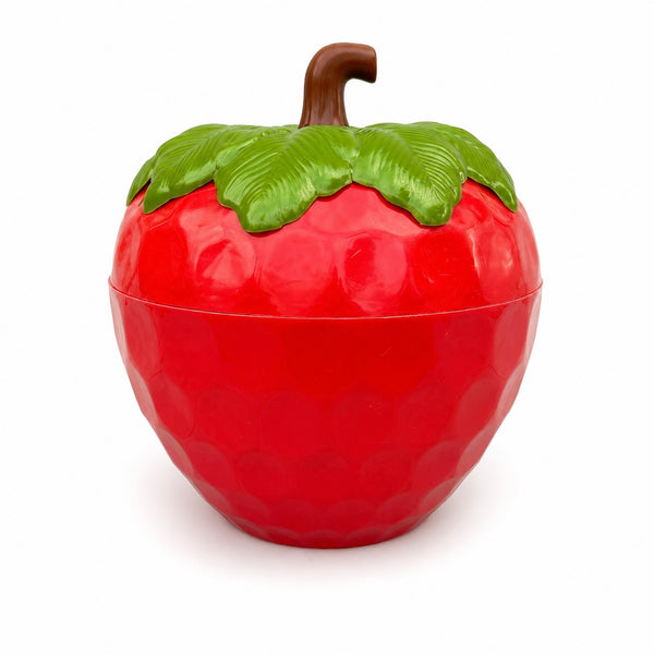 Seau à glaçons vintage en forme de fraise – Plastique rouge avec couvercle