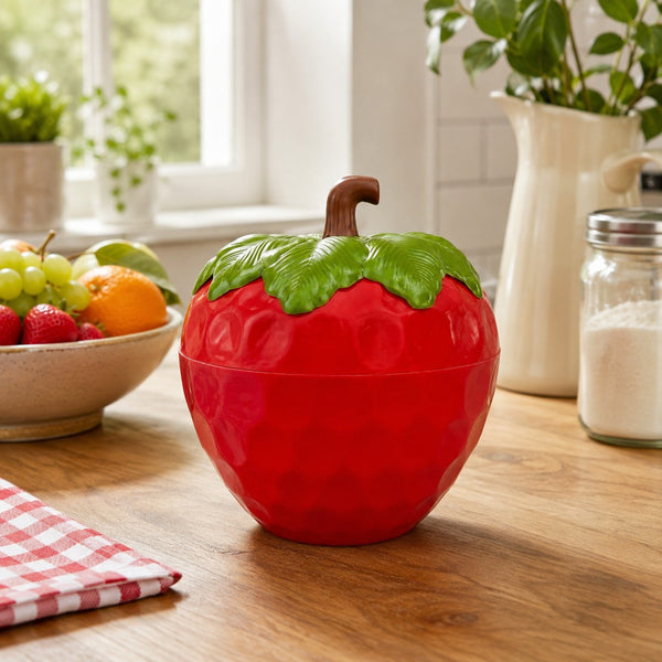 Seau à glaçons vintage en forme de fraise – Plastique rouge avec couvercle