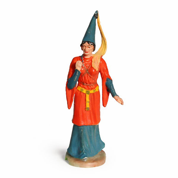 Figurine ancienne Elastolin Ougen – Dame de cour en tenue médiévale